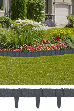 vidaXL 314684 - Clôture de jardin Aspect de pierre 41 pcs Plastique 10 m