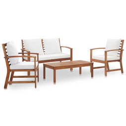 vidaXL 47283 - Salon de jardin avec coussins 4 pcs Bois dacacia solide