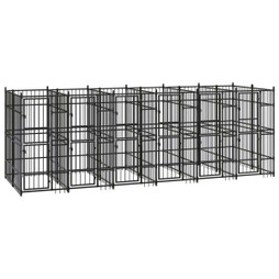 vidaXL 3097941 - Chenil dextérieur pour chiens Acier 11,06 m²