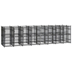 vidaXL 3097943 - Chenil dextérieur pour chiens Acier 14,75 m²
