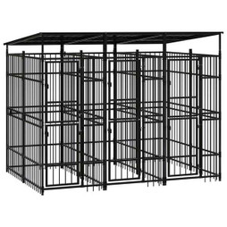 vidaXL 3097948 - Chenil dextérieur avec toit pour chiens Acier 5,53 m²