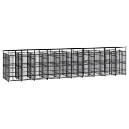 vidaXL 3097955 - Chenil dextérieur avec toit pour chiens Acier 18,43 m²