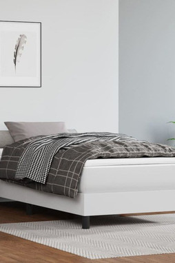 vidaXL 3144286 - Sommier à lattes de lit et matelas blanc 100x190 cm similicuir