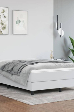 vidaXL 3144290 - Sommier à lattes de lit et matelas blanc 137x190 cm similicuir