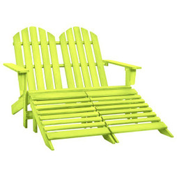 vidaXL 315916 - Chaise de jardin Adirondack 2 places et pouf sapin massif vert