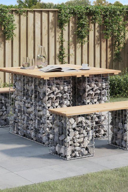 vidaXL 834368 - Banc de jardin design de gabion 100x102x72cm bois massif de pin