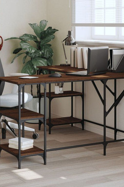 vidaXL 837596 - Bureau chêne marron 139x139x75 cm bois dingénierie