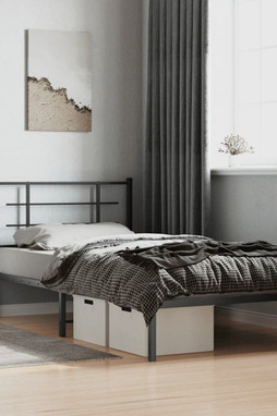 vidaXL 355556 - Cadre de lit métal sans matelas avec tête de lit noir 100x200cm