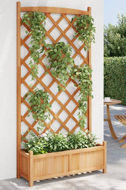 vidaXL 365491 - Jardinière avec treillis marron bois massif de sapin