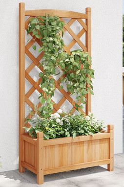vidaXL 365485 - Jardinière avec treillis marron bois massif de sapin