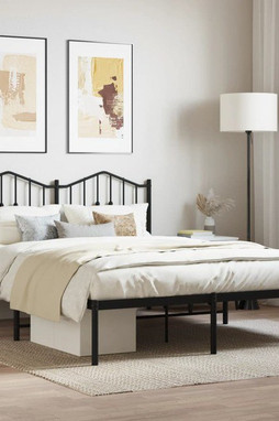 vidaXL 373788 - Cadre de lit métal sans matelas avec tête de lit noir 135x190cm