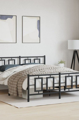 vidaXL 374261 - Cadre de lit métal sans matelas avec pied de lit noir 150x200cm
