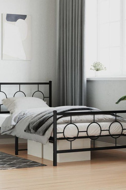 vidaXL 376239 - Cadre de lit métal sans matelas et pied de lit noir 100x200 cm