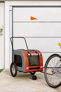 vidaXL 93851 - Pet Bike Trailer and Grey Oxford Fabric and Iron