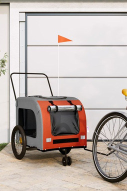 vidaXL 93858 - Pet Bike Trailer and Grey Oxford Fabric and Iron