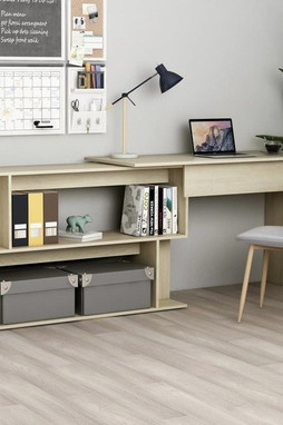 vidaXL 801101 - Bureau dangle Chêne sonoma 200x50x76 cm Bois d’ingénierie