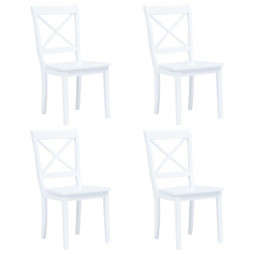 vidaXL 247357 - Chaises à manger lot de 4 blanc bois dhévéa massif