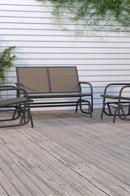 vidaXL 3187944 - Ensemble de salon de jardin 3 pcs marron textilène et acier