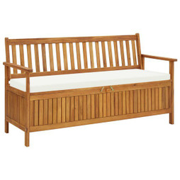 vidaXL 45911 - Banc de rangement avec coussin 148 cm Bois dacacia solide