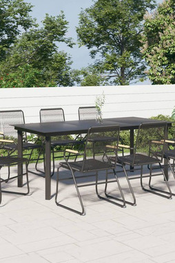 vidaXL 3060278 - Ensemble à manger de jardin 9 pcs noir rotin PVC