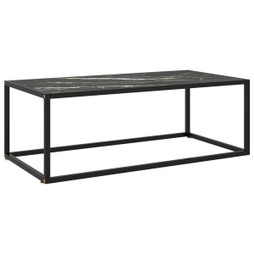 vidaXL 322882 - Table basse avec verre marbre noir 100x50x35 cm