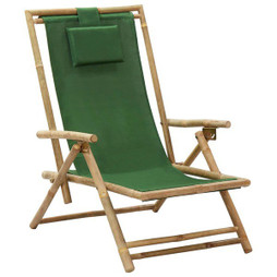vidaXL 313027 - Chaise de relaxation inclinable Bambou et tissu