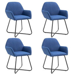vidaXL 277102 - Chaises à manger lot de 4 bleu tissu