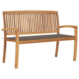 vidaXL 3063287 - Banc de jardin empilable et coussin 128,5cm Bois de teck massif