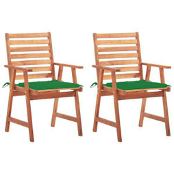 vidaXL 3064325 - Chaises à manger dextérieur lot de 2 et coussins Acacia massif