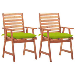vidaXL 3064346 - Chaises à manger dextérieur lot de 2 et coussins Acacia massif