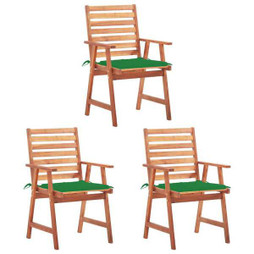 vidaXL 3064352 - Chaises à manger dextérieur lot de 3 et coussins Acacia massif