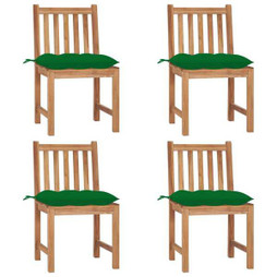 vidaXL 3073108 - Chaises de jardin lot de 4 avec coussins Bois de teck massif