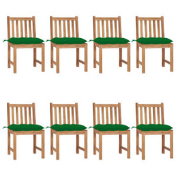 vidaXL 3073162 - Chaises de jardin lot de 8 avec coussins Bois de teck massif