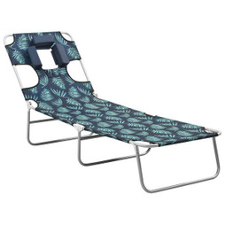vidaXL 310334 - Chaise longue pliable coussin de tête Acier Motif de feuilles