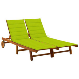 vidaXL 3061385 - Chaise longue de jardin 2 places avec coussins Acacia solide