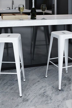 vidaXL 240925 - Tabourets de bar lot de 2 blanc acier
