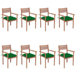 vidaXL 3072620 - Chaises de jardin empilables avec coussins lot de 8 Teck solide
