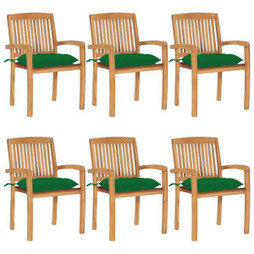 vidaXL 3073272 - Chaises de jardin empilables avec coussins lot de 6 Teck solide
