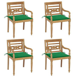 vidaXL 3073300 - Chaises Batavia avec coussins lot de 4 Bois de teck solide
