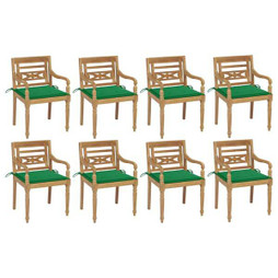 vidaXL 3073354 - Chaises Batavia avec coussins lot de 8 Bois de teck solide
