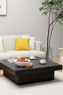 vidaXL 806913 - Table basse noir 90x90x28 cm bois dingénierie