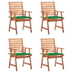 vidaXL 3078325 - Chaises à manger dextérieur lot de 4 et coussins Acacia massif