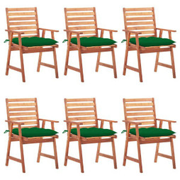 vidaXL 3078367 - Chaises à manger dextérieur lot de 6 et coussins Acacia massif