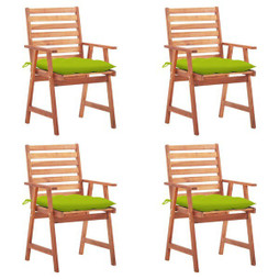 vidaXL 3078346 - Chaises à manger dextérieur lot de 4 et coussins Acacia massif