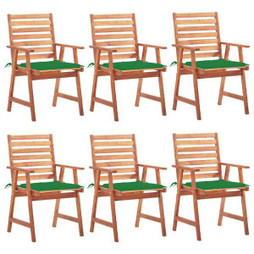 vidaXL 3078352 - Chaises à manger dextérieur lot de 6 et coussins Acacia massif