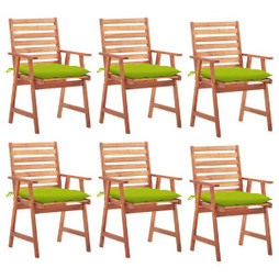 vidaXL 3078373 - Chaises à manger dextérieur lot de 6 et coussins Acacia massif