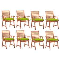vidaXL 3078400 - Chaises à manger dextérieur lot de 8 et coussins Acacia massif