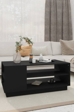vidaXL 810281 - Table basse noir 102x55x43 cm bois dingénierie