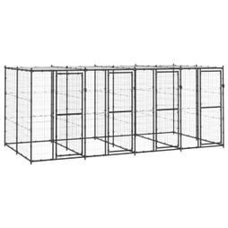 vidaXL 3082251 - Chenil extérieur Acier avec toit 9,68 m²
