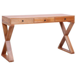 vidaXL 337083 - Bureau dordinateur Naturel 115x47x77 cm Bois dacajou massif